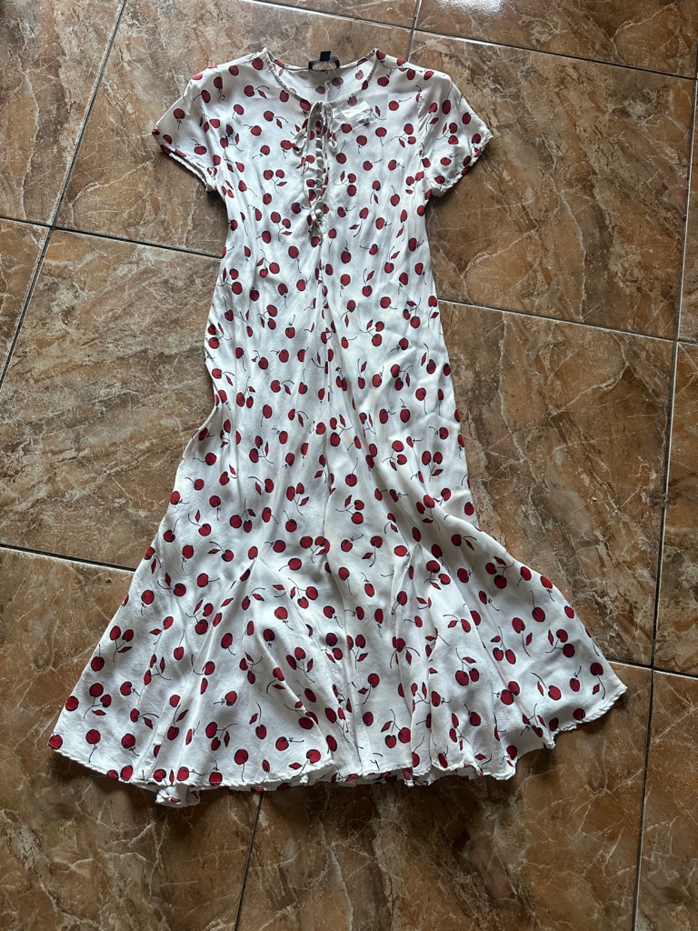 J. Crew Short-sleeve slip dress in cherry print